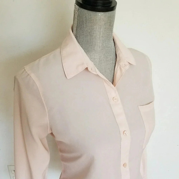 Old Navy Womens Blush Pink Sheer Button Front Blou - Picture 4 of 8